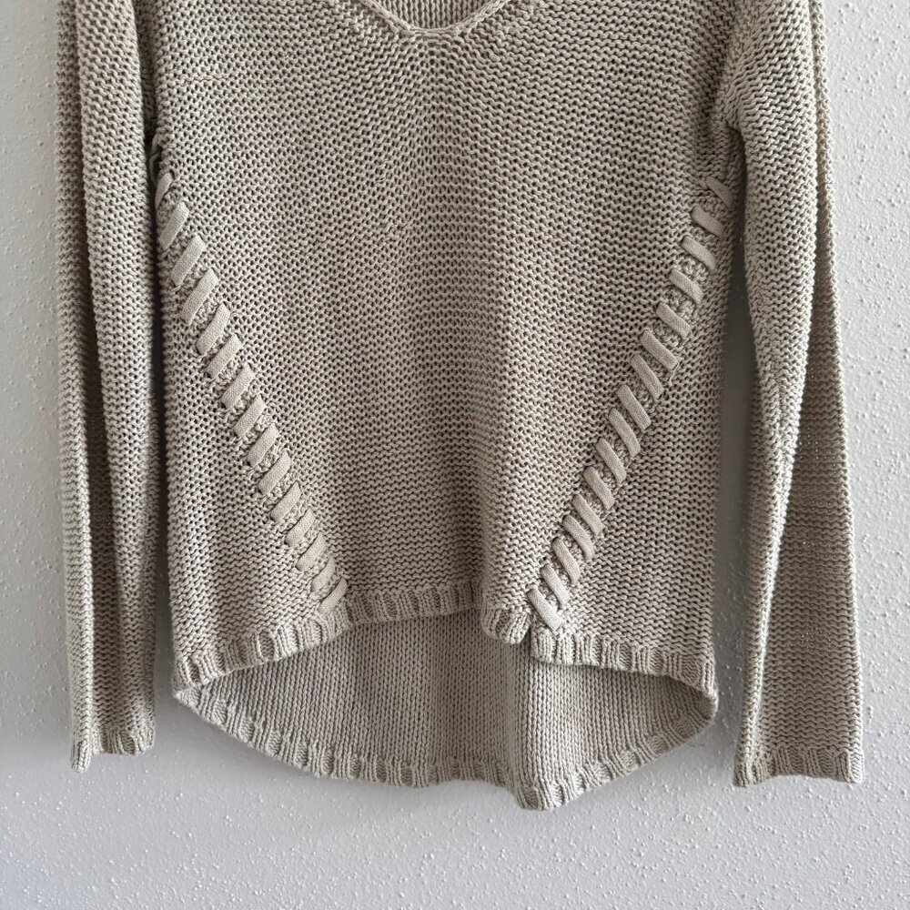 Retrod Beige Knit V-Neck High-Low Sweater Size XS - Picture 3 of 5